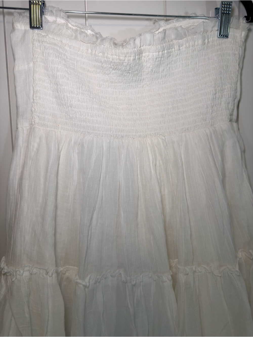 Aeropostale White Strapless Eyelet Tiered Mini Dress - Picture 5 of 8